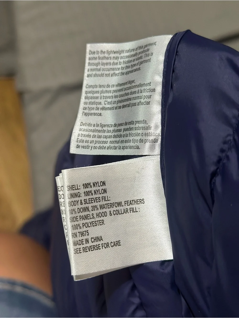 Michael Kors Navy Hooded Quilted Puffer Coat